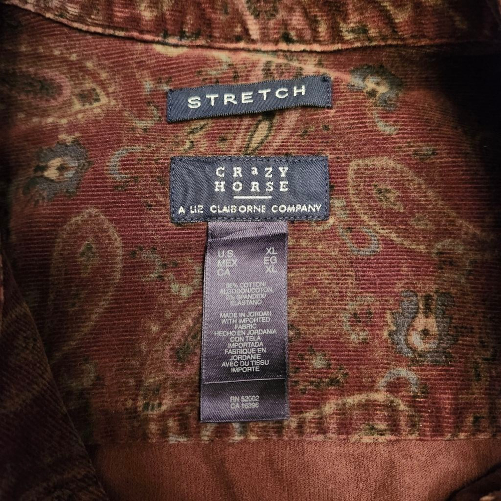 Women's Crazy Horse Burgundy Paisley Corduroy Vest XL - Picture 2 of 4